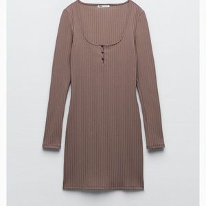Zara Ribbed Dress with buttons